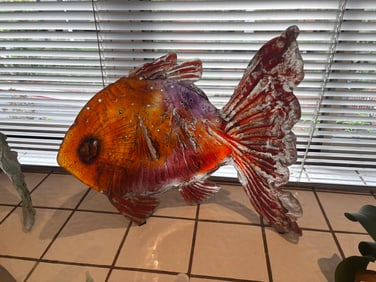 Amanda Brisbane Original Sand Casted Glass Fish Sculpture Approx 22 inches long