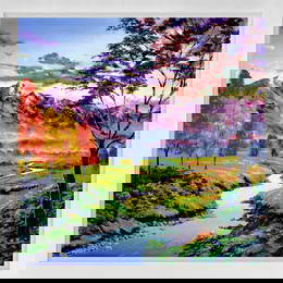 Sunrise over the quiet River Mixed media Original on canvas by David Lloyd Glover