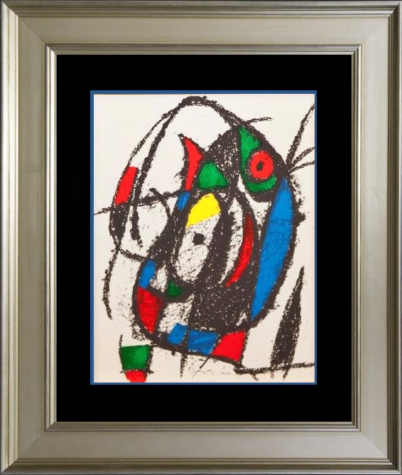 Joan Miro Hand signed Lithograph: Joan Miro Hand Signed Lithograph 1975. Approx 24x20 inches and includes certificate. Custom framed.