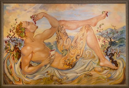 Arina Mixed Media Original Bacchus on canvas