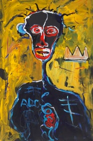 Oil on canvas in the manner of Jean Michel Basquiat