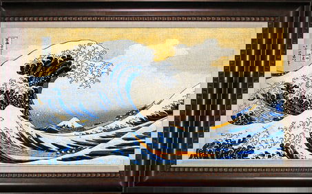 The Great Wave Hokusai Limited Edition hand embellished on canvas