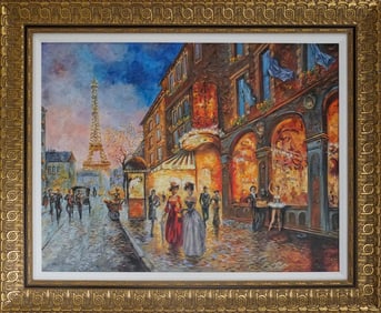 Arina Hand embellished Limited Edition on canvas Twilight in Paris