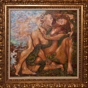 Mixed media original on canvas by Arina Adam and Eve
