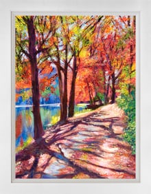 Walk along the Lake Original mixed media on canvas by David Lloyd Glover