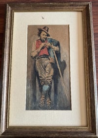 Old painting MICHETTI Francesco Paolo Italy, Pastor.