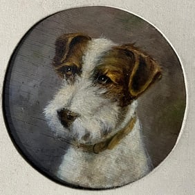 John Emms Terrior Dog Oil on Wood