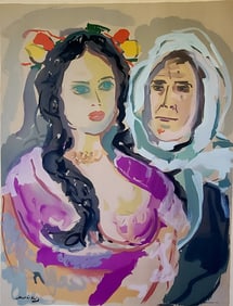 Old lithograph signed Mane-Katz. A. Manaranche Lith. 266/300. Freidl Et Sa Mere.