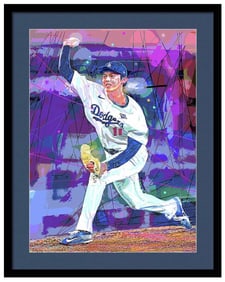 Roki Sasaki Dodger Blue Hand embellished on canvas by David Lloyd Glover