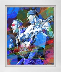 Bono and the Edge Hand embellished on canvas Artist Proof by David Lloyd Glover