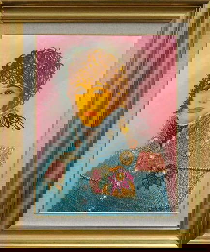 William Verdult Original oil on board Kings and Queens series bejewelled