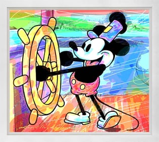 Steamboat Willie Original mixed media on canvas by David Lloyd Glover