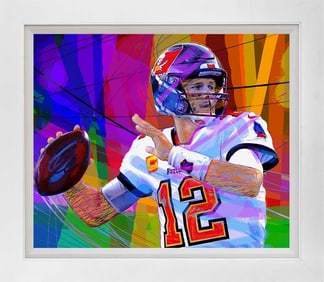 Tom Brady Buccaneer   Mixed media original on canvas by David Lloyd Glover
