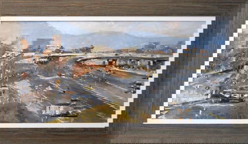 Original oil on canvas by Jorn Fox  image size 48 x 24 inches