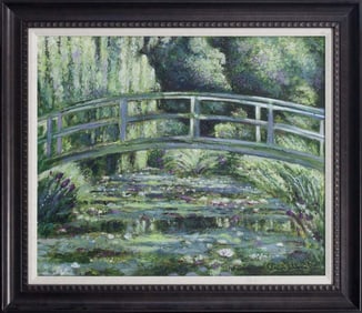 Claude Monet Japanese Bridge Hand embellished canvas Limited Edition