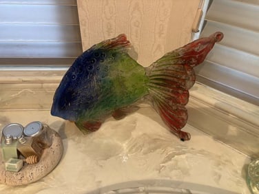 Amanda Brisbane Original Sand Casted Glass Fish Sculpture Approx 22 inches long