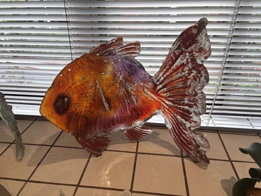 Amanda Brisbane Original Sand Casted Glass Fish Sculpture Approx 22 inches long