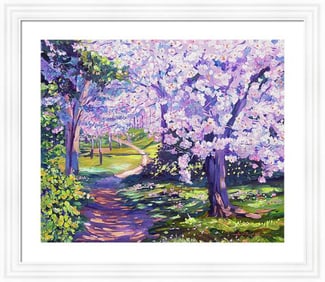 Cherry Pink Original mixed media on canvas by David Lloyd Glover