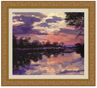 Sunrise Along the Seine Original Mixed Media on canvas by David Lloyd Glover