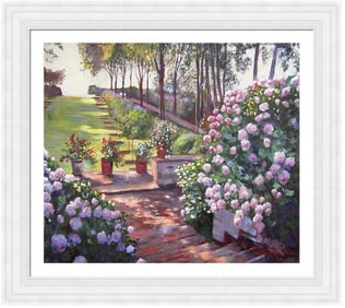 Stairs Down to the Garden Original Mixed Media on canvas by David Lloyd Glover