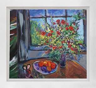 Oil on board in the style of Marc Chagall