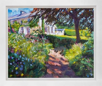 Garden at the Summer House Mixed Media Original on canvas by David Lloyd Glover