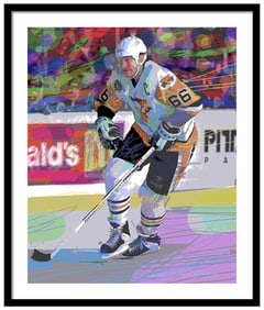 Mario Lemieux Original mixed media on canvas by David Lloyd Glover