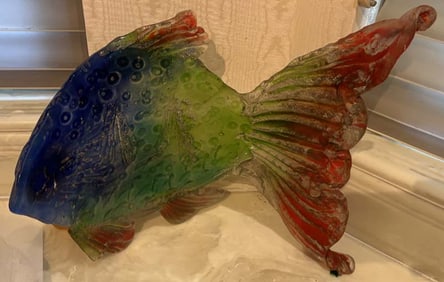 Amanda Brisbane Original Sand Casted Glass Fish Sculpture Approx 22 inches long
