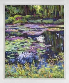 The Impressionist's Water Garden Mixed Media Original on canvas by David Lloyd Glover