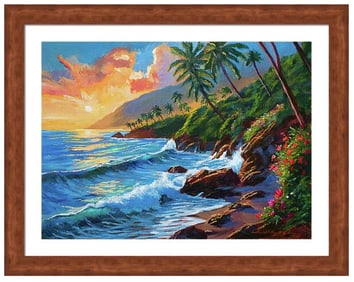 Oahu Golden Hour by David Lloyd Glover Hand embellished on canvas