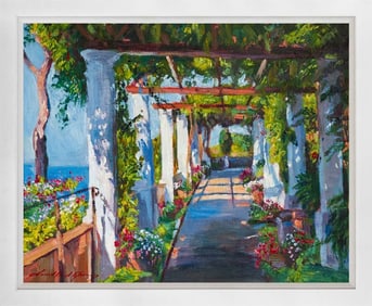 Riviera Arbor Garden Romance  Original mixed media on canvas David Lloyd Glover
