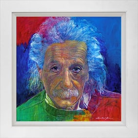 Albert Einstein the Genius Hand Embellished on canvas by David Lloyd Glover