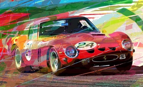 Vintage Racing Original Mixed Media on canvas David Lloyd Glover