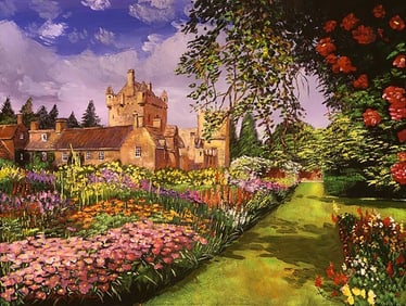 Highland Cawdor Castle Original Mixed Media on canvas David Lloyd Glover