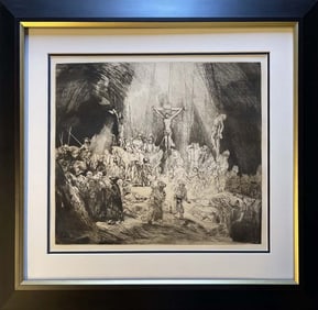 Rembrandt Etching from the original copper plates created by Amand Durand Christ crucified between