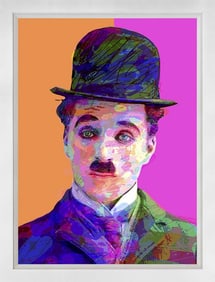 Charlie Chaplin Mixed media original on canvas David Lloyd Glover