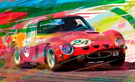 Ferrari 250 GTO Vintage Racing Original Mixed Media on canvas David Lloyd Glover
