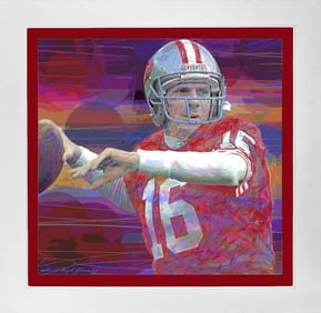 Joe Montana Hand embellished on canvas by David Lloyd Glover