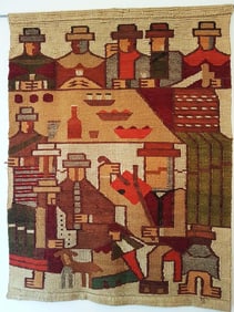 Mexican Tapestry from 1960 Hand woven wool