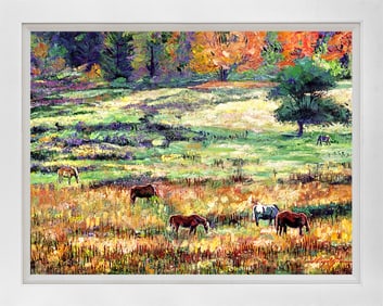 Wild Horse Ranch mixed media original on canvas David Lloyd Glover