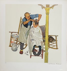 Norman Rockwell Limited Edition Lithograph Encore Edition Sheer Agony Barber Shop Artist Proof Incl