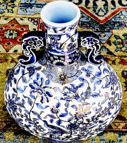 Ming dynasty Chinese Porcelain Vase 1796 Blue and White Kendi with Phoenix and Peony Scrolls 24cm