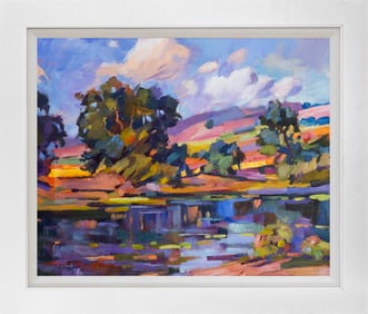 Limited Edition Hand embellished on canvas by David Lloyd Glover Reflections of Lake Hemet
