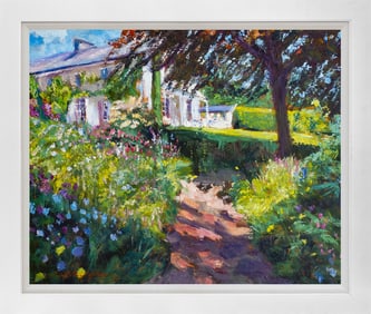 Garden at the Summer House Mixed Media Original on canvas by David Lloyd Glover