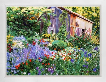 Impressionist Garden Revisited Mixed media Original on canvas by David Lloyd Glover