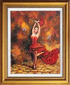 Arina Hand Embellished on canvas Dancer with Tamborine