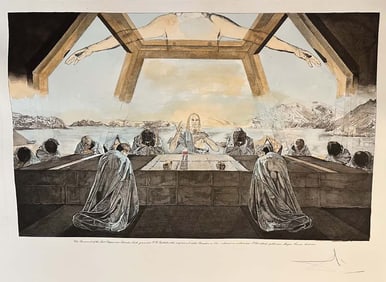 Salvador Dali The Last Supper Hand signed etching with hand painted gouache & watercolor paint