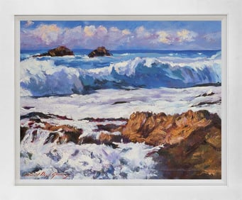 Pacific Ocean Big Sur Coast by David Lloyd Glover Mixed Media Original on canvas