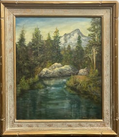 Original Vintage oil painting 1930s with original frame hand signed Barbara Ingraham