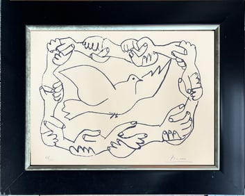 Pablo Picasso United Hands in Peace Original Lithograph Limited Edition Hand signed and Numbered